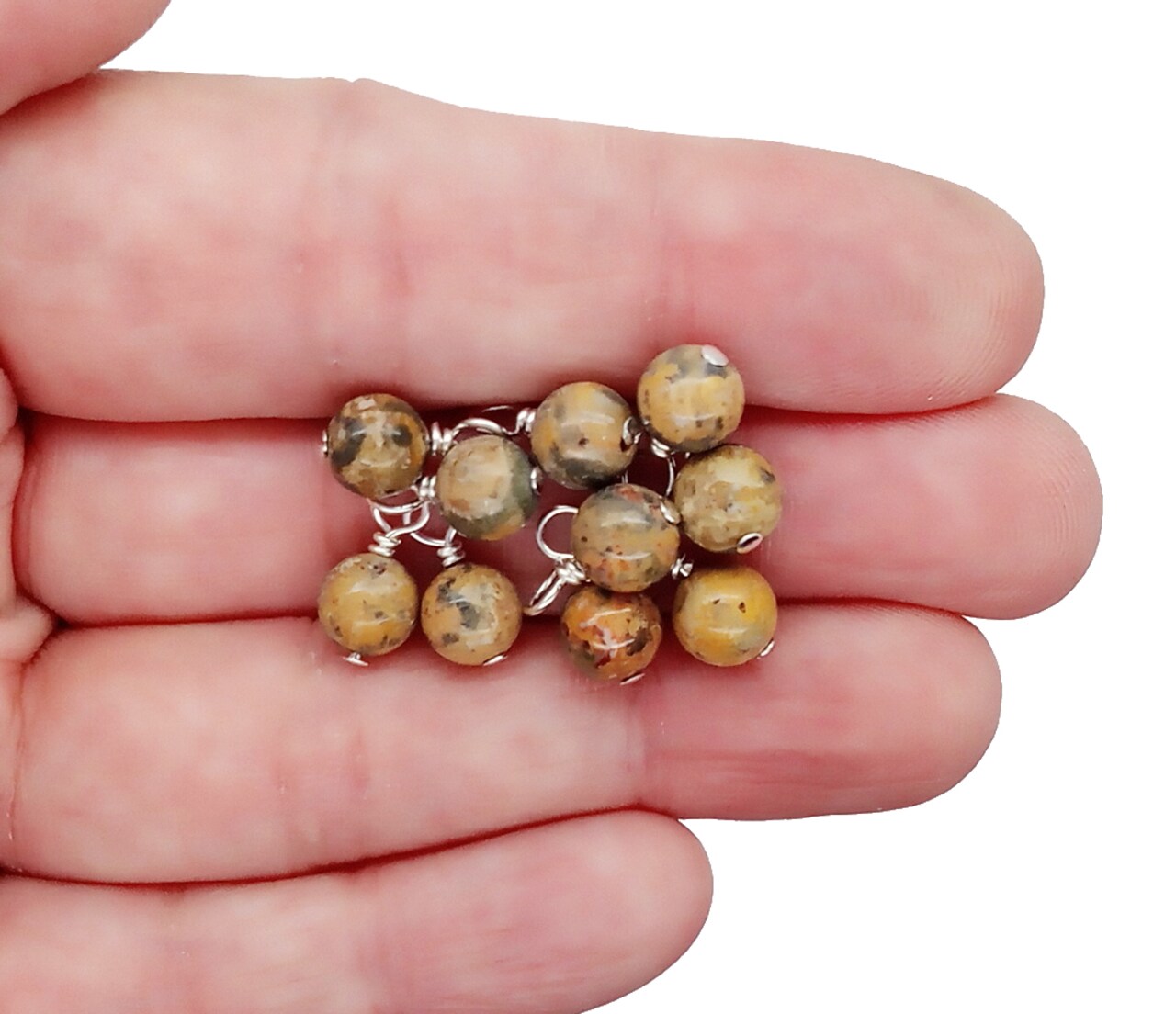 Leopard Skin Agate 6mm Bead Dangles, Small Gemstone Charms, 10 pieces, Adorabilities
